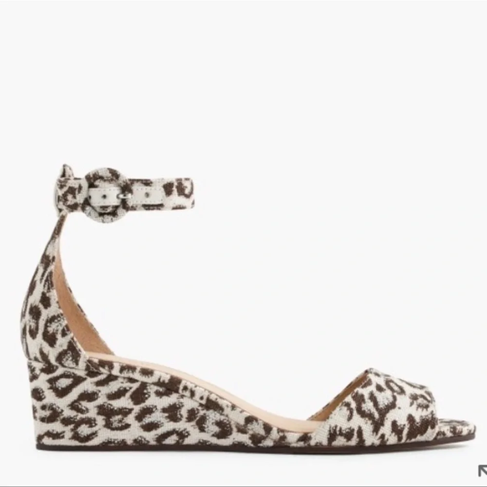 J. Crew Lailia Wedge Sandal Heel Neutral Metallic Leopard Cheetah Print Size 9.5